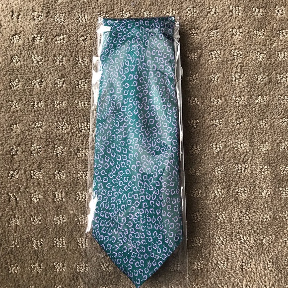 Mario Caldi tie, green with pink/purple design - Picture 2 of 5